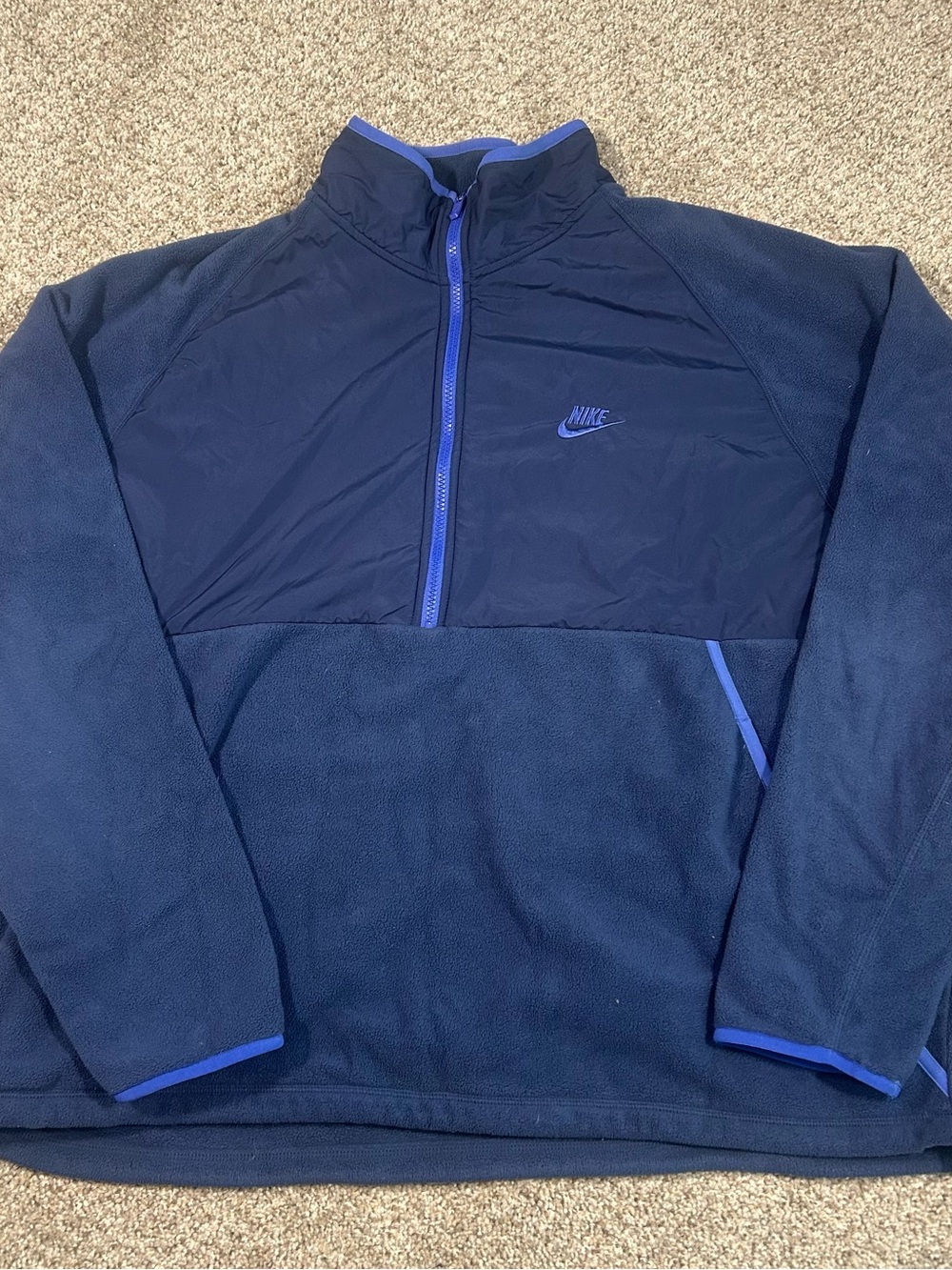 Nike Men's Navy & Royal Blue Half-Zip Fleece Jacket